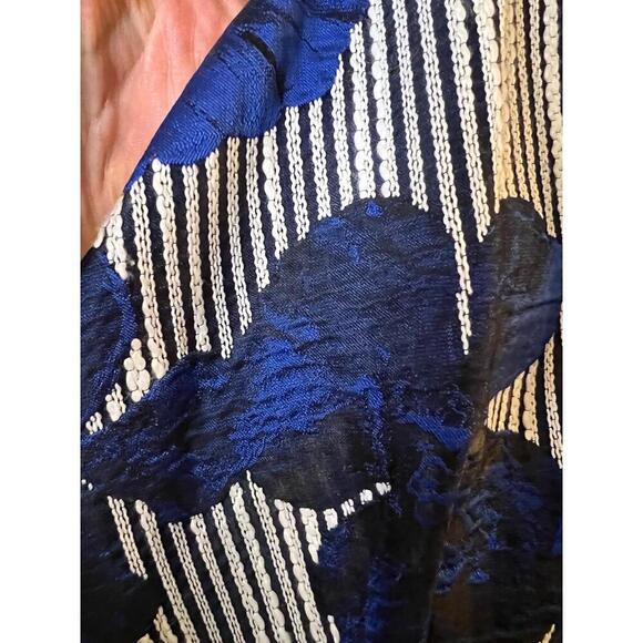 Belle Badgley Mischka Blue Floral Striped Sleeveless Fit And Flare Dress Size 2 - Picture 11 of 11